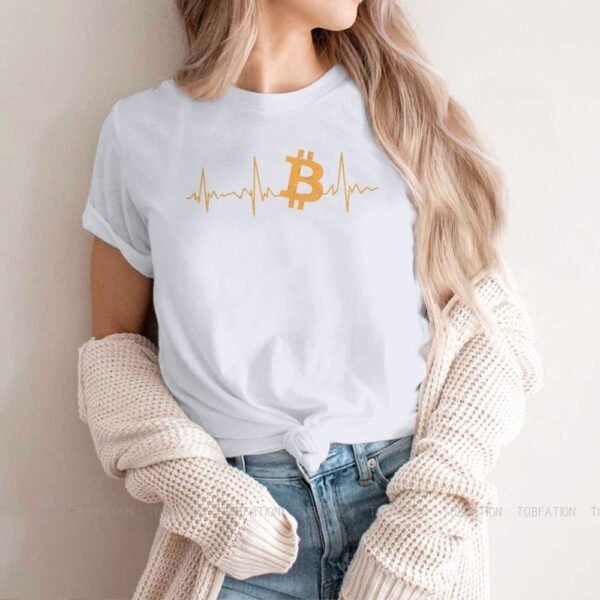 Bitcoin Heartbeat Vintage Girls Women T-Shirt Crypto Cryptocurrency Blusas Harajuku Casual Short Sleeve Vintage Oversized Tops - Image 2