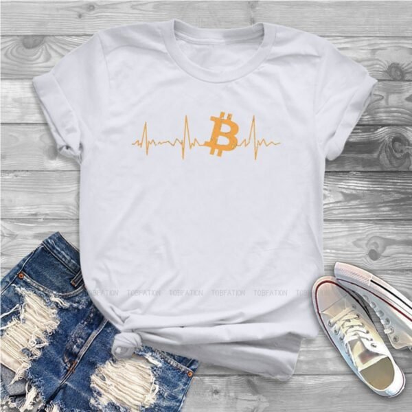 Bitcoin Heartbeat Vintage Girls Women T-Shirt Crypto Cryptocurrency Blusas Harajuku Casual Short Sleeve Vintage Oversized Tops